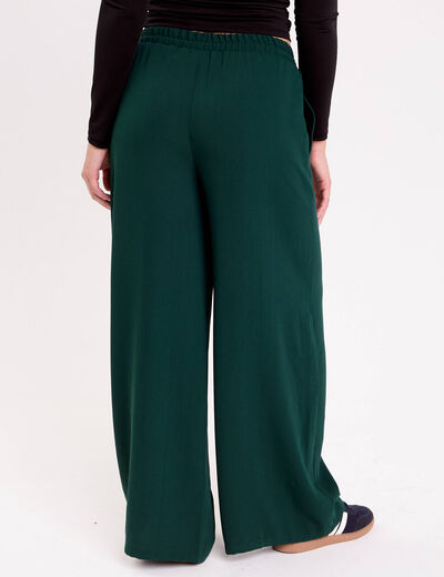 Pantalon large vert fonc&eacute; femme