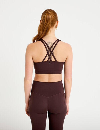 Brassi&egrave;re de sport fines bretelles marron fonc&eacute; femme
