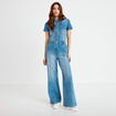 Combinaison manches courtes denim double stone femme