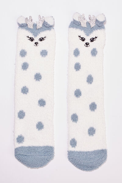 Chaussettes d'intérieur ecru femme