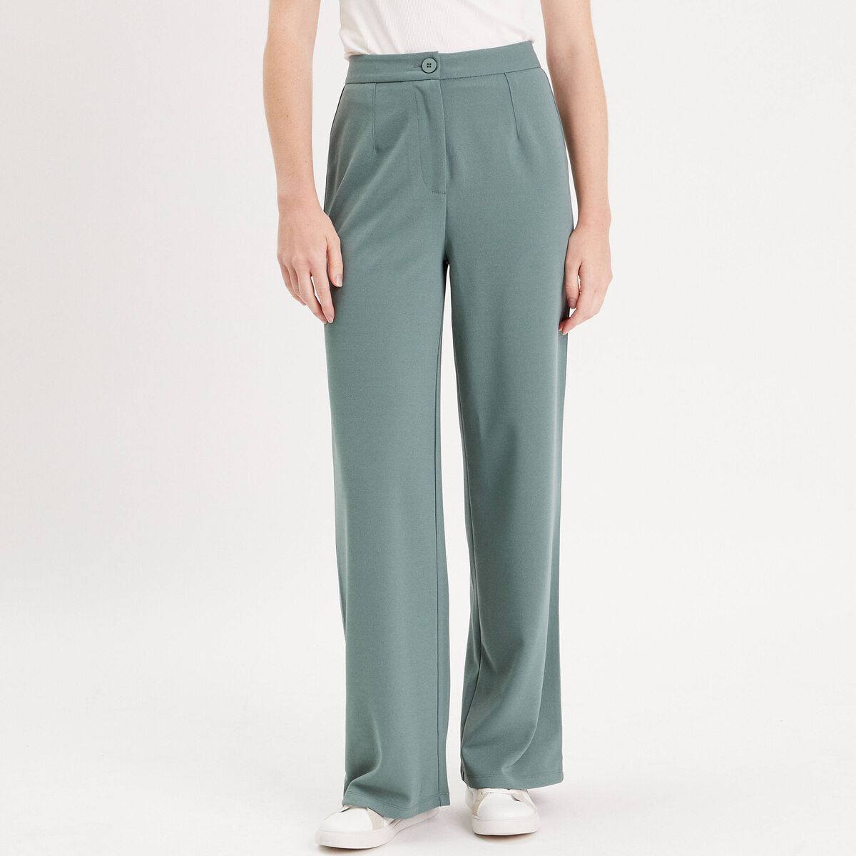 Pantalon large vert foncé femme