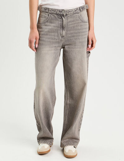Jeans large avec pattes denim gris femme