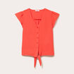 Blouse manches courtes orange fonc&eacute; femme