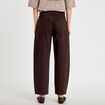 Jean barrel taille standard marron fonc&eacute; femme
