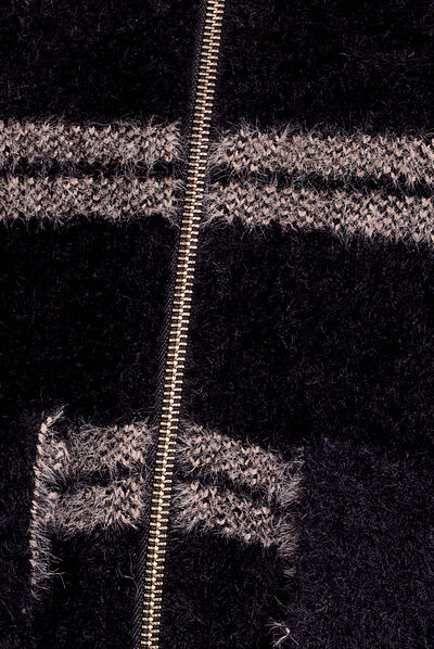 Veste droite à col montant noir femme