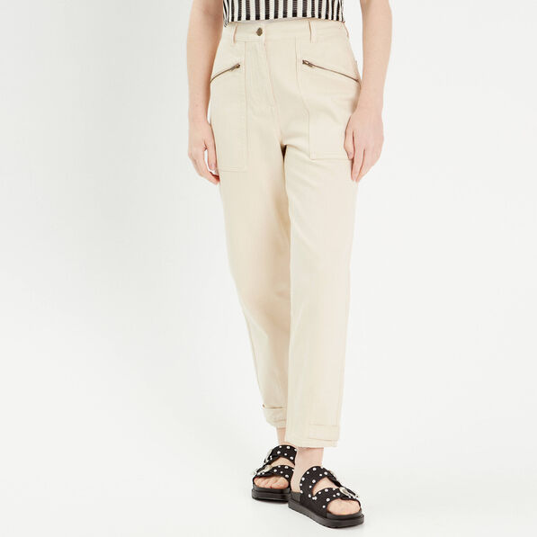pantalon cargo bas resserre sable femme Pantalon cargo bas resserré sable femme