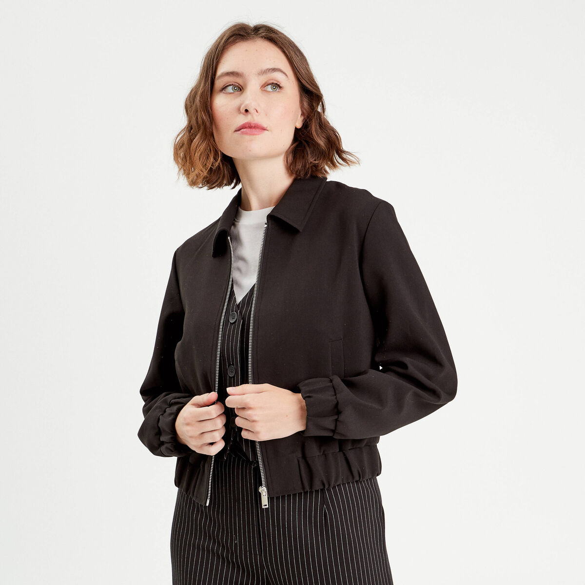 Veste zippée noir femme