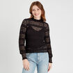 Blouse dentelle col montant noir femme