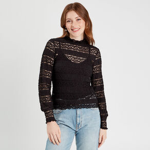 blouse dentelle col montant noir femme Blouse dentelle col montant noir femme