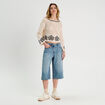 Pull effet crochet beige femme