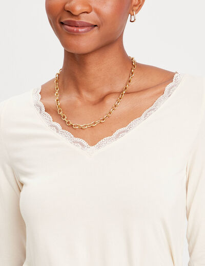T-shirt manches longues ecru femme