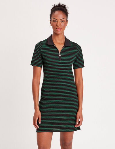 Robe moulante col polo vert femme