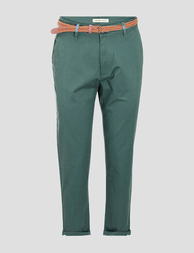 Pantalon chino 7/8ème vert foncé femme