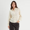Chemise dentelle plissée ecru femme