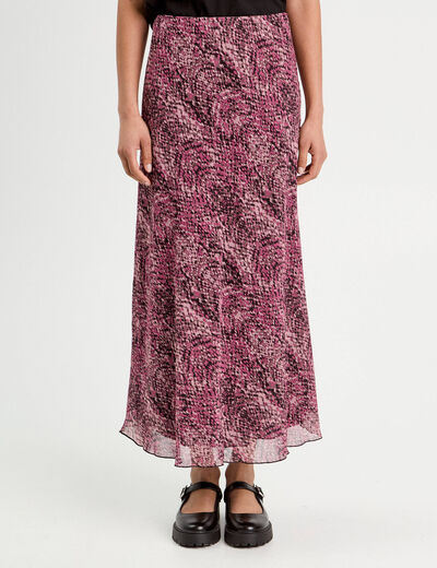 Jupe longue évasée vieux rose femme