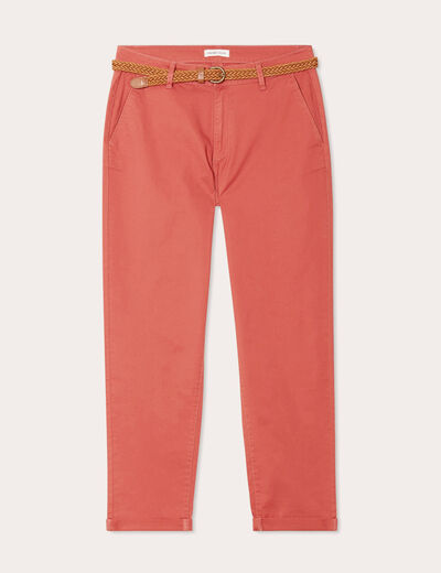 Pantalon chino 7/8ème vieux rose femme