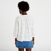 Blouse ample col tunisien manches 3/4 ecru femme