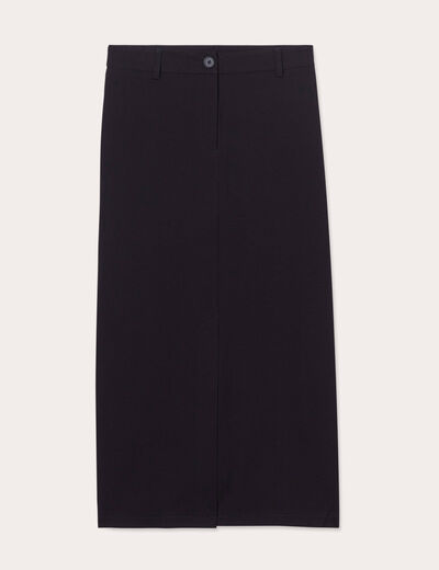 Jupe longue droite fendue noir femme