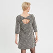 Robe droite manches 3/4 tweed noir femme