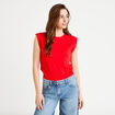 T-shirt col rond sans manches rouge femme