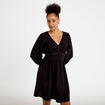 Robe &eacute;vas&eacute;e col v manches longues noir femme