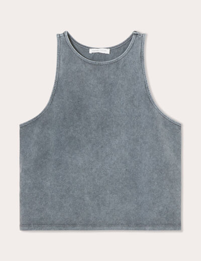 Débardeur cropped bleu gris femme