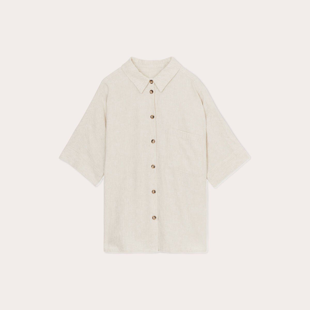 Chemise droite contenant du lin beige femme
