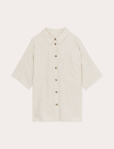 Chemise droite contenant du lin beige femme
