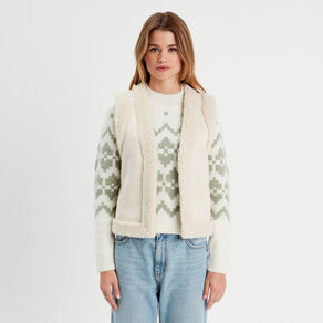 Veste sans manches ecru femme