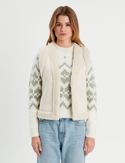 Veste sans manches ecru femme