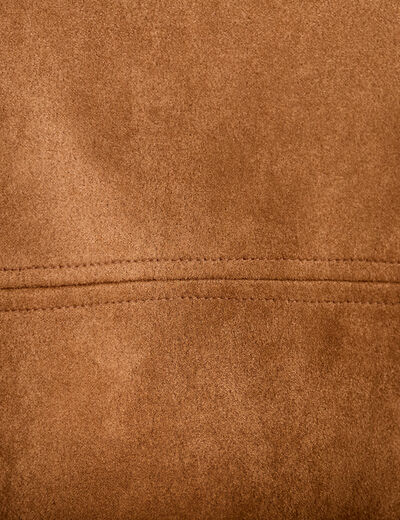 Veste oversize effet boule aspect daim camel femme