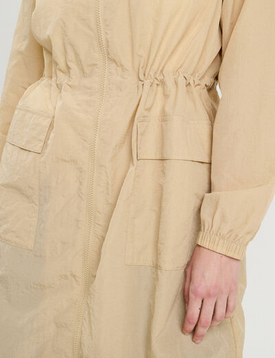 Parka déperlante 2-en-1 avec pochette vert kaki femme