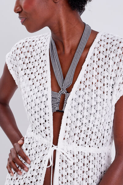Paréo à nouer sur la taille blanc femme