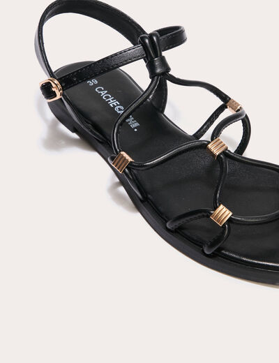 Sandales plates noir femme