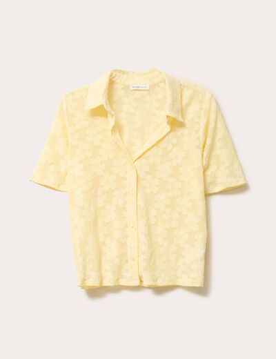 Chemise manches courtes jaune clair femme