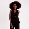 Gilet sans manches boutons coeur noir femme