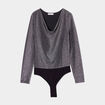 Body manches longues gris argent femme