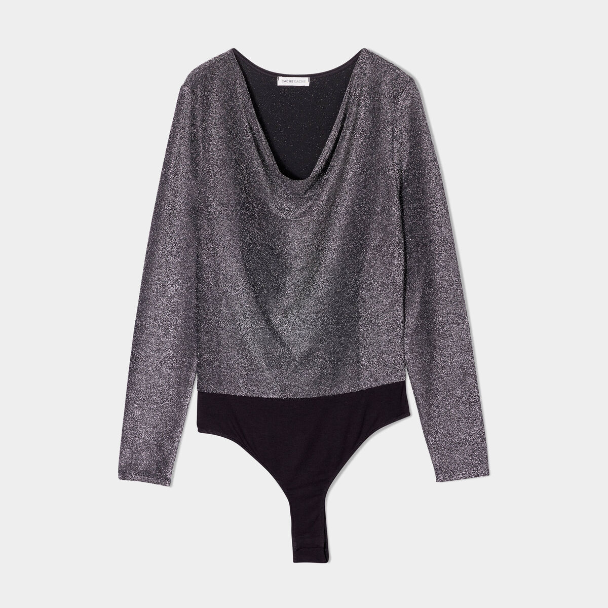 Body manches longues gris argent femme