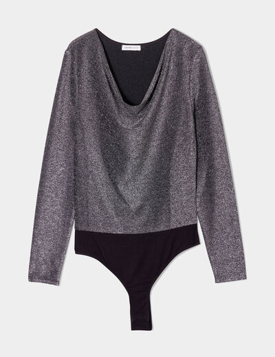 Body manches longues gris argent femme