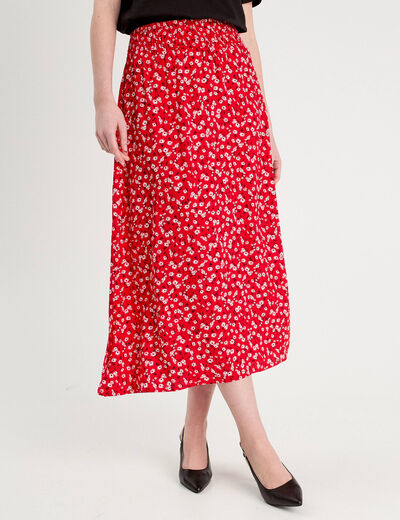 Jupe longue fluide rouge femme