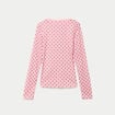 T-shirt ajust&eacute; col rond manches longues rose corail femme