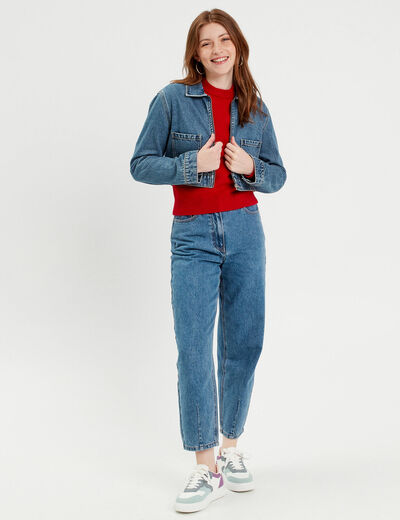 Pull manches longues rouge femme