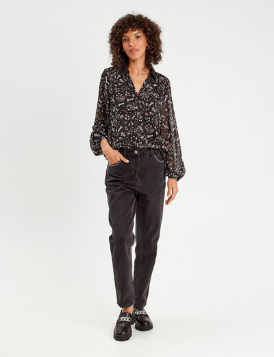 Chemise manches longues noir femme