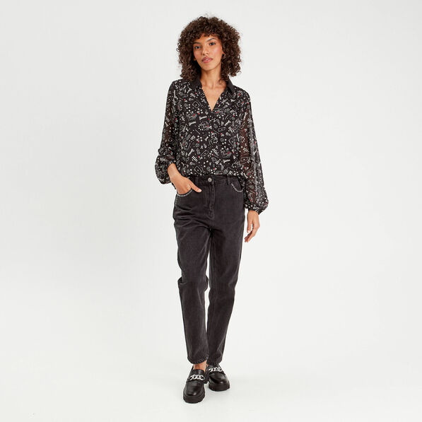 chemise manches longues noir femme Chemise manches longues noir femme