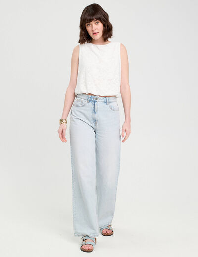 Top sans manches ecru femme