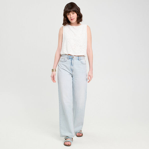 Top sans manches ecru femme