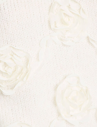 Pull fleurs en relief ecru femme