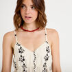 Top col v fines bretelles brod&eacute; blanc femme