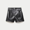Short en similicuir noir femme