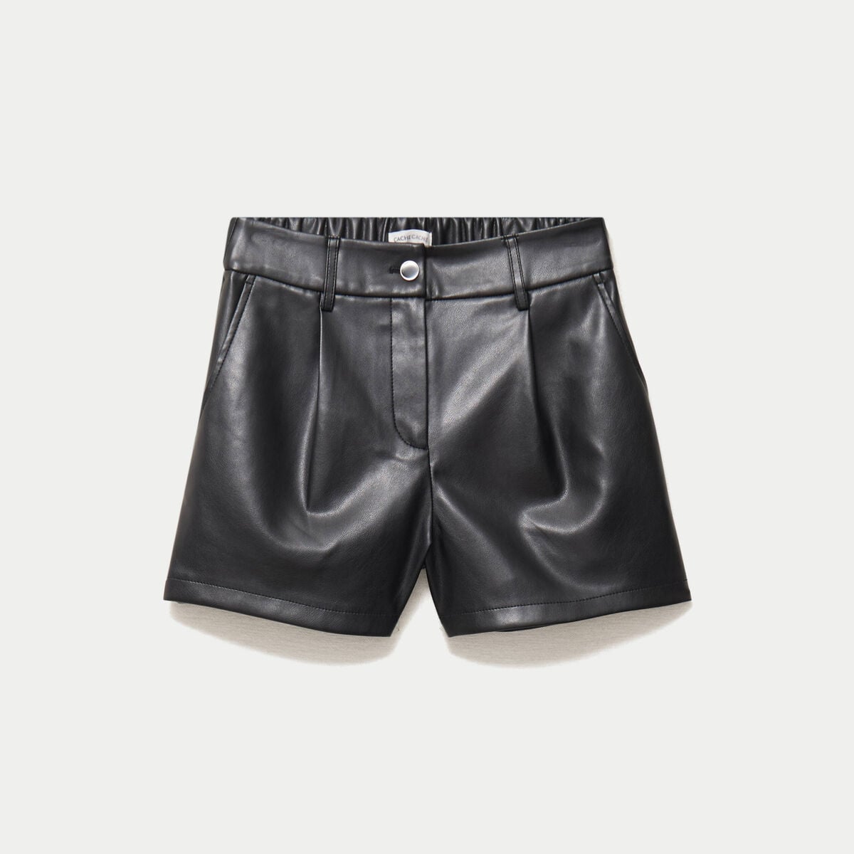 Short en similicuir noir femme